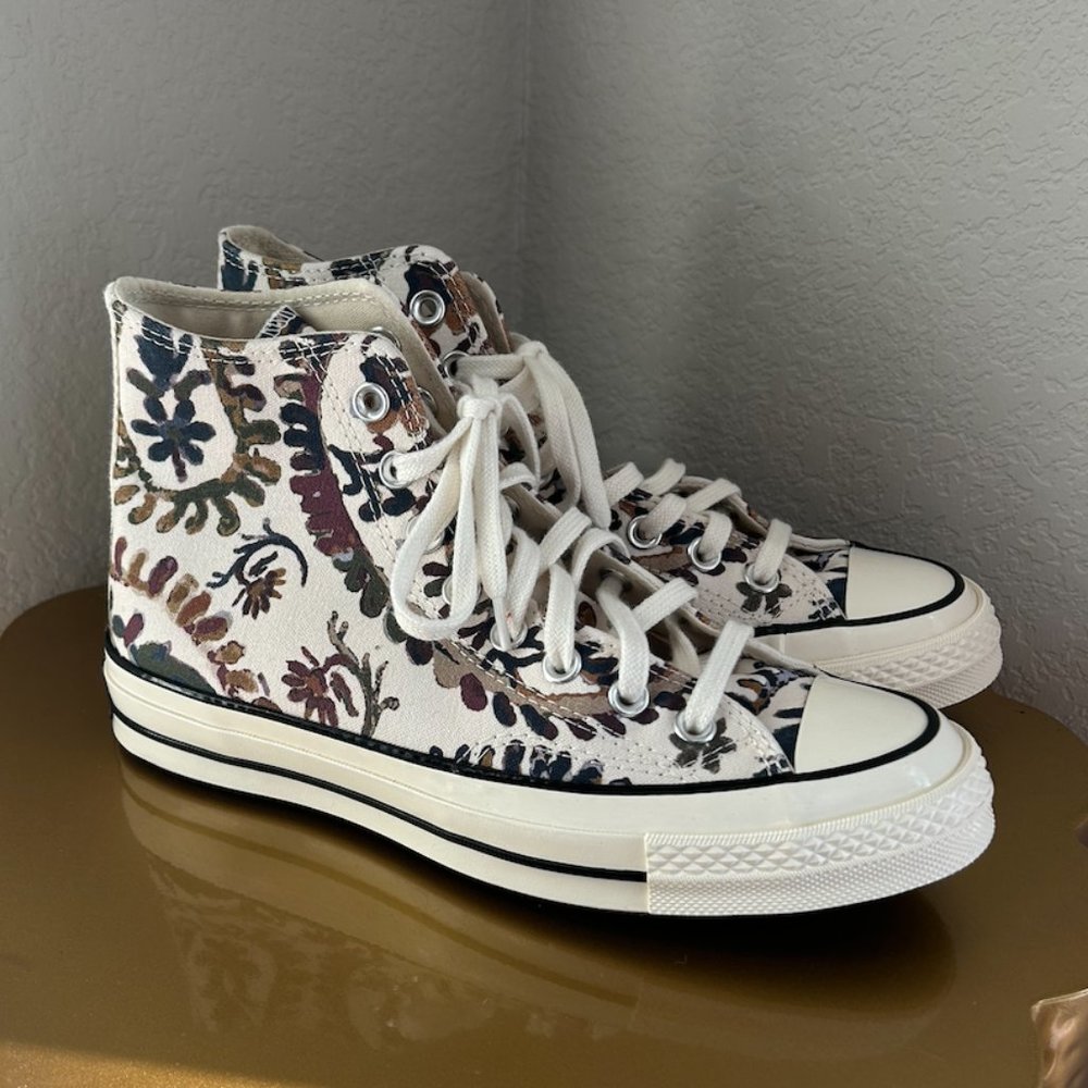 Converse Wmns Fall Florals Prints Chuck 70 High Tops Egret/Field Surplus - Picture 6 of 7